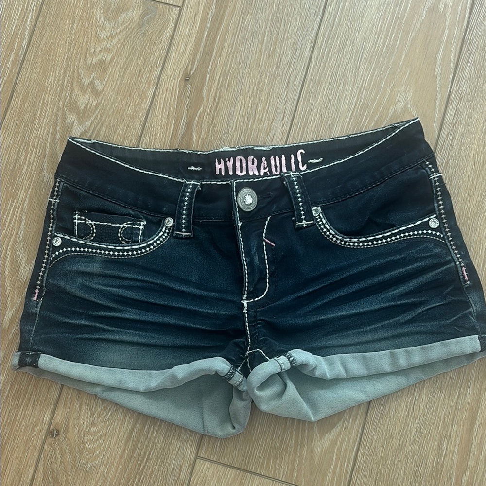 Hydraulic Jean/Spandex Shorts with rolled hems